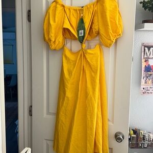 NWT Farm Rio MIDI YELLOW DRESS